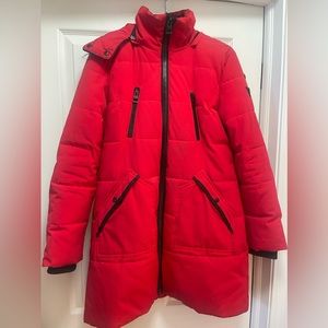 Red Guess Parka Coat